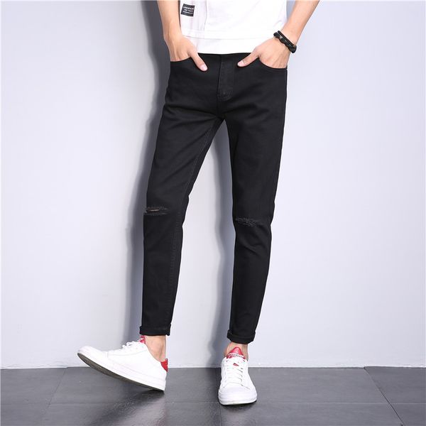 tide new men skinny ripped stretch black jeans fashion brand men hip hop motorcycle solid color knee hole jogger denim pants, Blue
tide new men skinny ripped stretch black jeans fashion brand men hip hop motorcycle solid color knee hole jogger denim pants, Blue