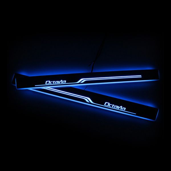 for skoda octavia 2015 - 2020 acrylic moving led welcome pedal car scuff plate pedal door sill pathway light