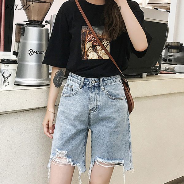 ftlzz new summer women vintage high waist hole blue denim shorts casual female solid color loose streetwear jeans shorts, White;black
ftlzz new summer women vintage high waist hole blue denim shorts casual female solid color loose streetwear jeans shorts, White;black