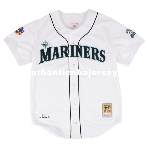 ken griffey jr. seattle #24 mitchell & ness retro 1997 button up white jersey, Black;blue
ken griffey jr. seattle #24 mitchell & ness retro 1997 button up white jersey, Black;blue