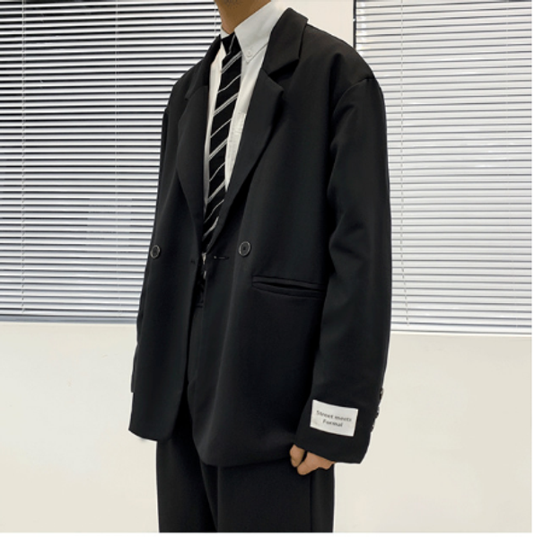 men's wear chic casual suit jacket 2020 spring trendy korean fashion patch cuff oversize streetwear blazer, Black;brown
men's wear chic casual suit jacket 2020 spring trendy korean fashion patch cuff oversize streetwear blazer, Black;brown