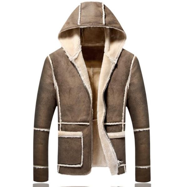 autumn hooded faux leather jacket mens winter thicken hooded warm fur leather coat men slim jackets jaqueta de couro fashion b92, Black 
autumn hooded faux leather jacket mens winter thicken hooded warm fur leather coat men slim jackets jaqueta de couro fashion b92, Black