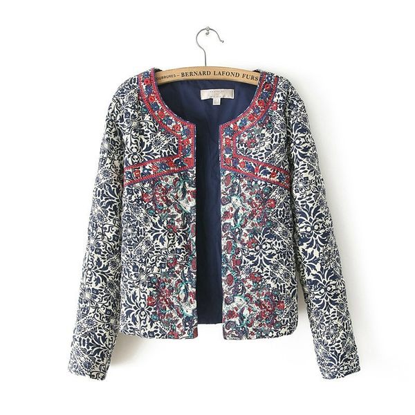 2019 new women vintage blue and white porcelain print cotton coats, female fashion casual embroidery cotton-padded short jackets, Black
2019 new women vintage blue and white porcelain print cotton coats, female fashion casual embroidery cotton-padded short jackets, Black