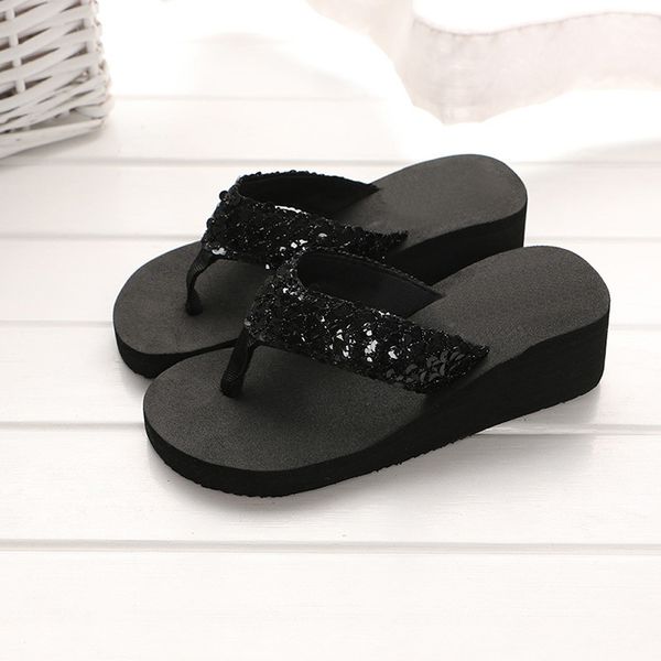 2018 fashion women's summer sequins anti-slip sandals high heel slipper indoor & outdoor flip-flops open toe female women shoes, Black
2018 fashion women's summer sequins anti-slip sandals high heel slipper indoor & outdoor flip-flops open toe female women shoes, Black