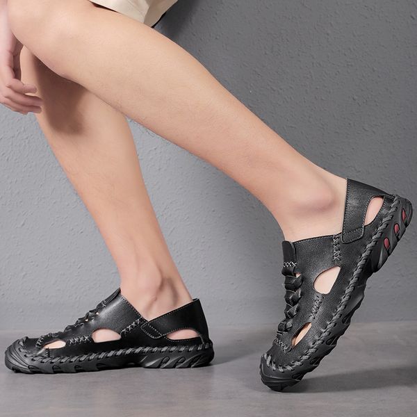 genuine leather sandals men shoes handmade sewing cow leather men sandals summer sandal breathable shoes male chaussure homme, Black
genuine leather sandals men shoes handmade sewing cow leather men sandals summer sandal breathable shoes male chaussure homme, Black