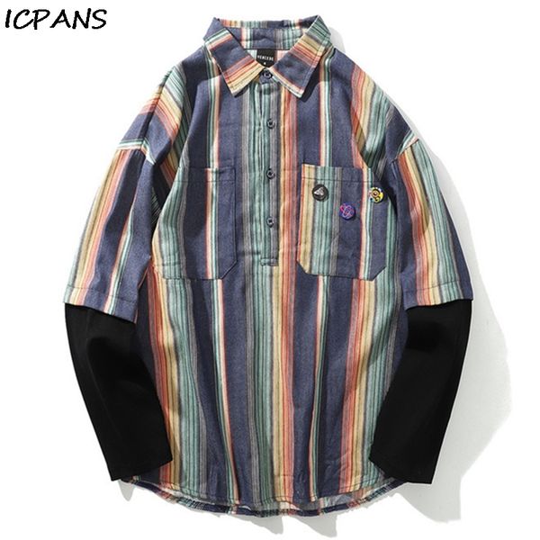 icpans japanese fake two pieces patchwork long sleeve shirts stripe 2019 hip hop casual streetwear shirts men fashion, White;black
icpans japanese fake two pieces patchwork long sleeve shirts stripe 2019 hip hop casual streetwear shirts men fashion, White;black