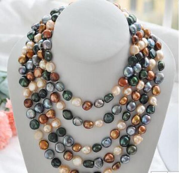 necklace ++ 100" 14mm black coffee pink green baroque freshwater pearl necklace, Silver
necklace ++ 100" 14mm black coffee pink green baroque freshwater pearl necklace, Silver