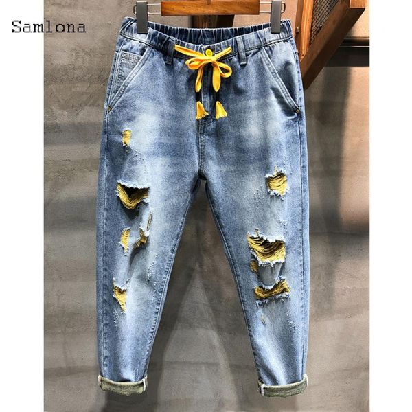japanese fresh style fashion destroyed hole denim pants men 2020drawstring confinement leisure vitality ankle-length men's jeans, Blue
japanese fresh style fashion destroyed hole denim pants men 2020drawstring confinement leisure vitality ankle-length men's jeans, Blue