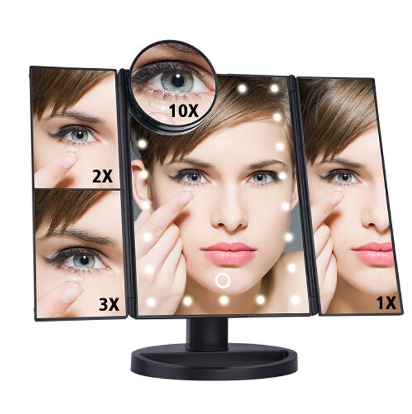led touch screen 22 light makeup mirror table deskmakeup 1x/2x/3x/10x magnifying mirrors vanity 3 folding adjustable mirror
led touch screen 22 light makeup mirror table deskmakeup 1x/2x/3x/10x magnifying mirrors vanity 3 folding adjustable mirror