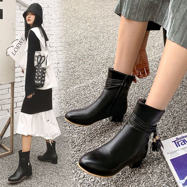 fashion women boots thick low- heel pumps england boots round toe women's shoes fringe zipper sapatos mulheres conforto, Black
fashion women boots thick low- heel pumps england boots round toe women's shoes fringe zipper sapatos mulheres conforto, Black