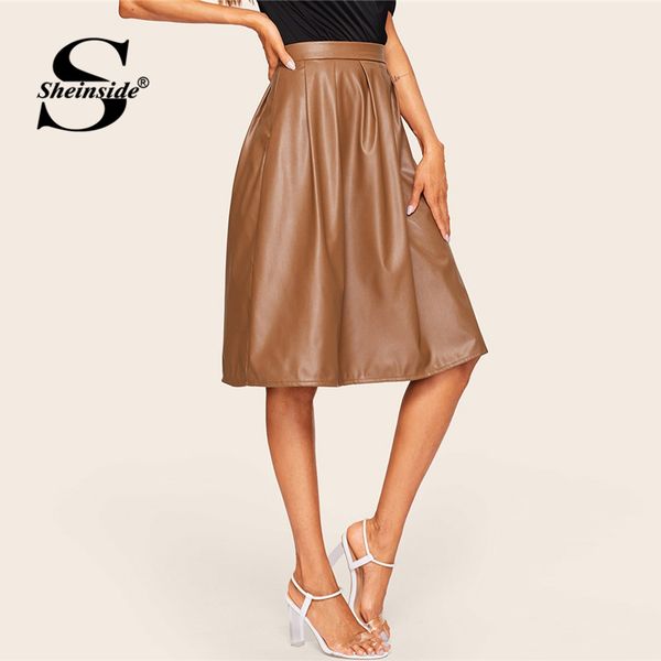 sheinside coffee casual mid waist pleated pu leather skirt women 2020 spring solid a line skirts ladies minimalist zipper skirt, Black
sheinside coffee casual mid waist pleated pu leather skirt women 2020 spring solid a line skirts ladies minimalist zipper skirt, Black