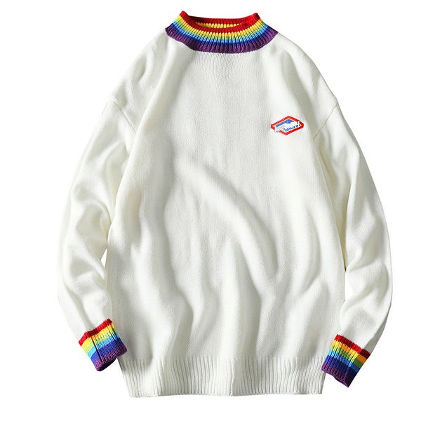 autumn winter new sweater men korean popular winter undershirt loose knitted sweater men and women rainbow pattern, White;black
autumn winter new sweater men korean popular winter undershirt loose knitted sweater men and women rainbow pattern, White;black