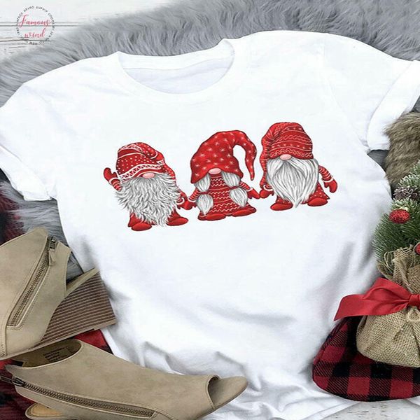 рождественские гномы санта клаус печать tshirt женщины o шеи с коротким рукавом tshirts harajuku ulzzang kawaii рубашка женская одежда, White
рождественские гномы санта клаус печать tshirt женщины o шеи с коротким рукавом tshirts harajuku ulzzang kawaii рубашка женская одежда, White