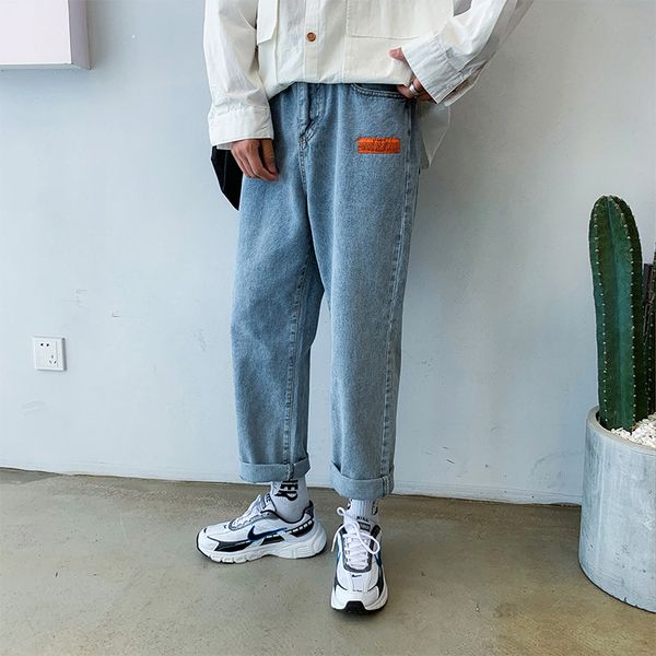 jeans men quality straight tube wide leg jeans fashion male popular hong kong style pants streetwear, Blue
jeans men quality straight tube wide leg jeans fashion male popular hong kong style pants streetwear, Blue