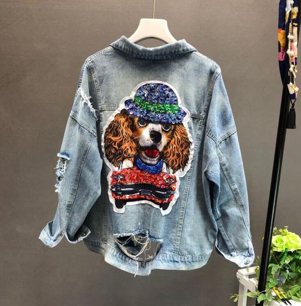 women denim jacket personality animal pattern print patch designs holes loose casual jean coat female casual clothing outerwear, Black;brown
women denim jacket personality animal pattern print patch designs holes loose casual jean coat female casual clothing outerwear, Black;brown