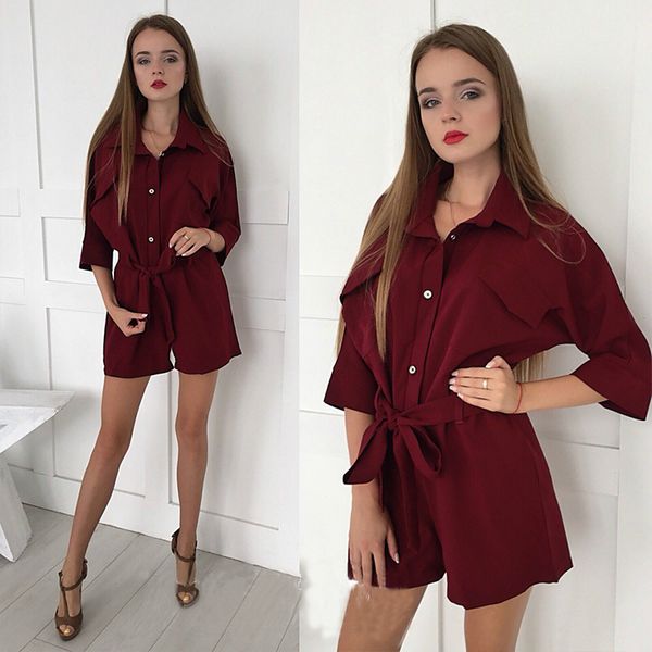 women casual sashes button loose jumpsuit half sleeve turn down collar playsuits 2019 summer office lady fashion women jumpsuit, Black;white
women casual sashes button loose jumpsuit half sleeve turn down collar playsuits 2019 summer office lady fashion women jumpsuit, Black;white