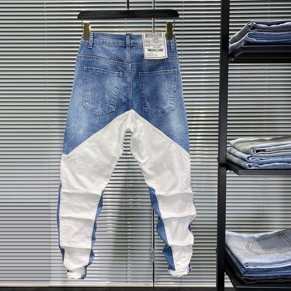 2020 summer new casual feet jeans male harem pants personality stitching fashion nine-point pants micro-cross tide, Blue
2020 summer new casual feet jeans male harem pants personality stitching fashion nine-point pants micro-cross tide, Blue