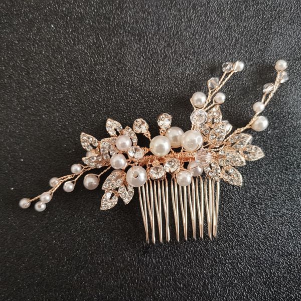 slbridal handmade rose gold crystal rhinestones pearls wedding hair comb bridal headpiece hair accessorie women fashion jewelry, White;golden
slbridal handmade rose gold crystal rhinestones pearls wedding hair comb bridal headpiece hair accessorie women fashion jewelry, White;golden