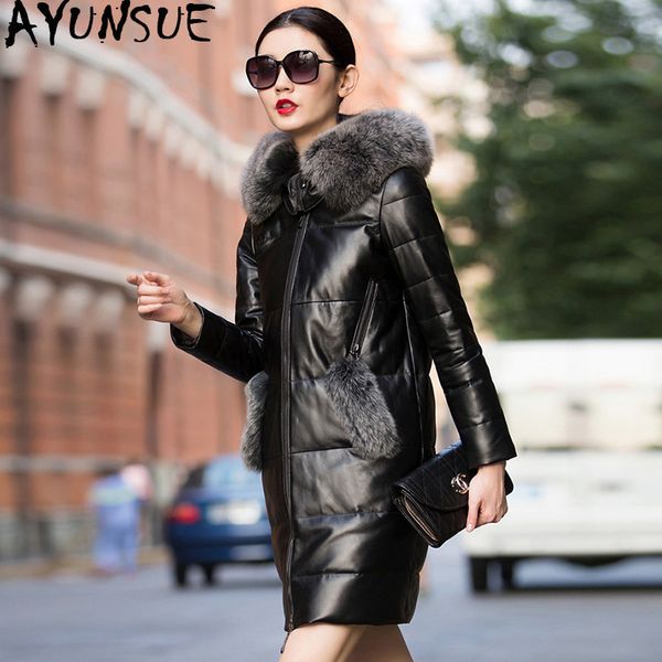 ayunsue 100% real sheepskin coat female fur collar hooded down jacket 2019 winter jacket women genuine leather my3510, Black
ayunsue 100% real sheepskin coat female fur collar hooded down jacket 2019 winter jacket women genuine leather my3510, Black