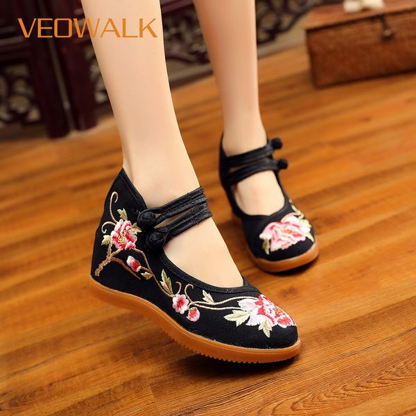 veowalk women floral embroidered canvas hidden platforms shoes ankle buckles elegant ladies comfortable casual denim sneakers, Black
veowalk women floral embroidered canvas hidden platforms shoes ankle buckles elegant ladies comfortable casual denim sneakers, Black