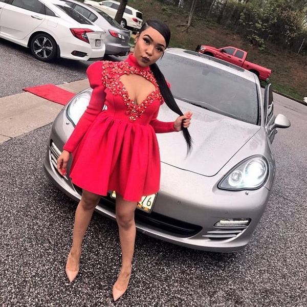 red short prom dresses 2k19 high neck appliques lace beaded long sleeves evening gowns african cocktail party dress, Black
red short prom dresses 2k19 high neck appliques lace beaded long sleeves evening gowns african cocktail party dress, Black