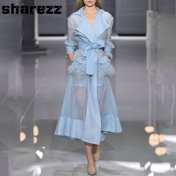 fashion 2020 designer runway dress women's perspective feather embellished lacing belt trench dress, Tan;black
fashion 2020 designer runway dress women's perspective feather embellished lacing belt trench dress, Tan;black