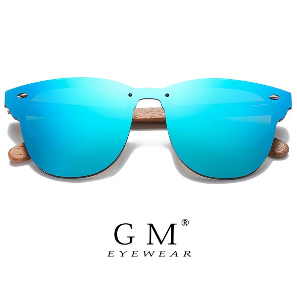 

gm walnut wooden polarized men's sunglasses women retro rimless color mirror lens sun glasses handmade driving eyewear, White;black