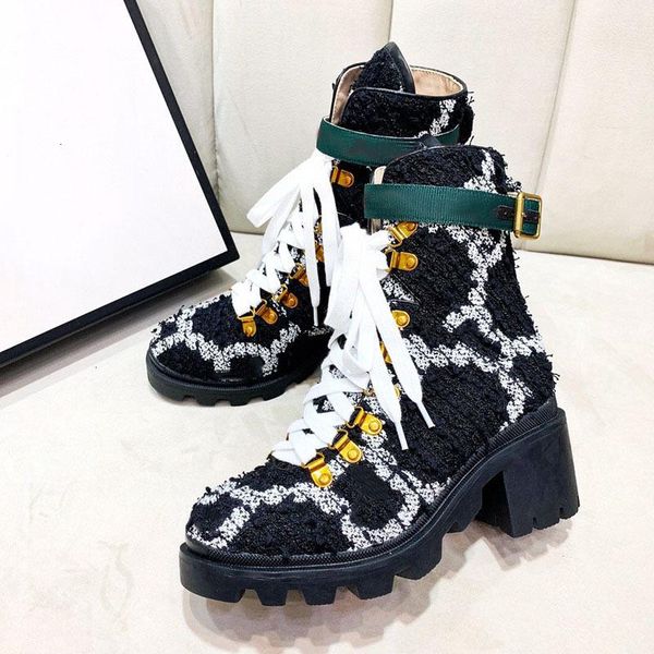 designer fashion 2019 women genuine leather tweed fabric chunky heel luxury ladies gold buckle strap lace up booties letter tweed ankle boot, Black
designer fashion 2019 women genuine leather tweed fabric chunky heel luxury ladies gold buckle strap lace up booties letter tweed ankle boot, Black