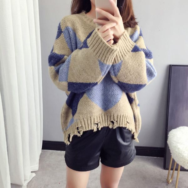 womens casual o neck oversized chunky knitted sweater long sleeve pullover female loose crop knit jumper winter fall k9004, White;black
womens casual o neck oversized chunky knitted sweater long sleeve pullover female loose crop knit jumper winter fall k9004, White;black