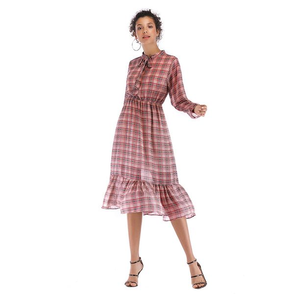 2020 popular new european and american womens high waist ruffle chiffon skirt bow plaid dress women, White;black
2020 popular new european and american womens high waist ruffle chiffon skirt bow plaid dress women, White;black