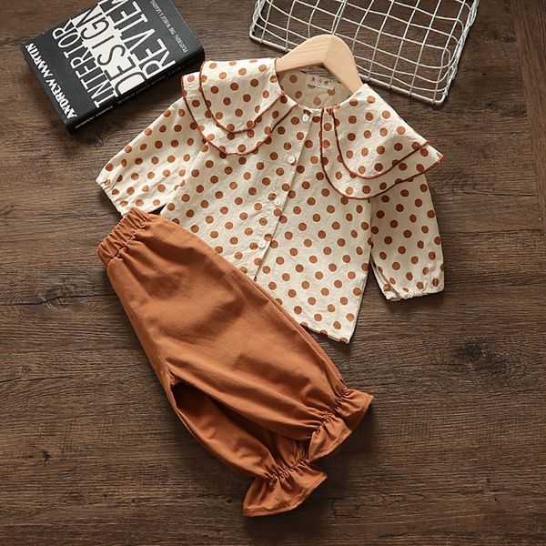 retail girls lapel polka dots designer outfits 2pcs pant suits(shirt+pant) clothing sets infant kids designer tracksuits boutique clothes, White
retail girls lapel polka dots designer outfits 2pcs pant suits(shirt+pant) clothing sets infant kids designer tracksuits boutique clothes, White