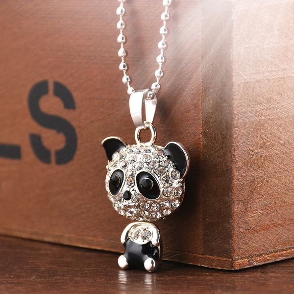 pretty lovely enamel rhinestone panda pendant necklace women crystal accessories sweater necklaces, Silver
pretty lovely enamel rhinestone panda pendant necklace women crystal accessories sweater necklaces, Silver