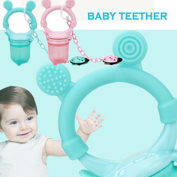 Baby Molar Teething Toy Natural Rubber Teether Pacifier Shape + Anti Chain 3 Size S M L