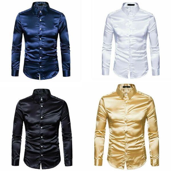 men's silk satin long sleeve shirt party wedding tuxedo formal dress shirts button luxury slim fit business clothing, White;black
men's silk satin long sleeve shirt party wedding tuxedo formal dress shirts button luxury slim fit business clothing, White;black