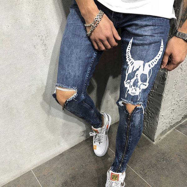 maoxzon mens print distressed skinny jeans for male new hole zipper casual athleisure sportswear slim long denim pencil pants, Blue
maoxzon mens print distressed skinny jeans for male new hole zipper casual athleisure sportswear slim long denim pencil pants, Blue