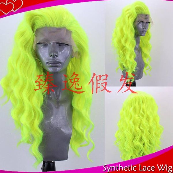 mhazel shiny green high temperature fiber water wave part full hair long wigs synthetic lace front wig for women, Black