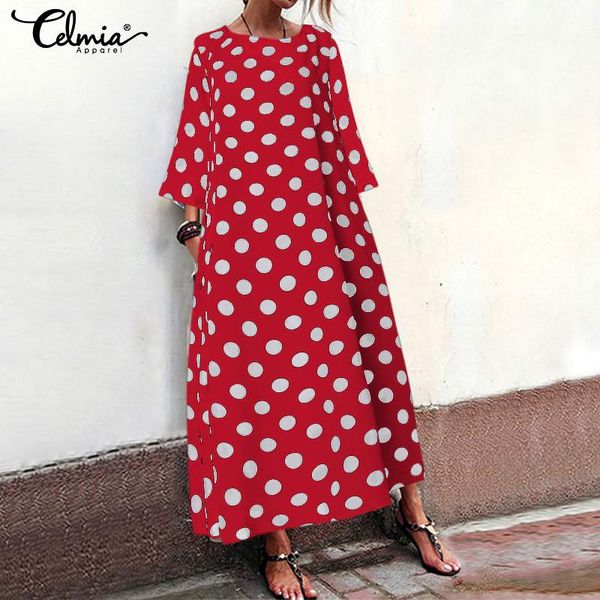 celmia women summer long maxi dress vintage point dots sundress 2020 female casual o neck 3/4 sleeve loose party vestidos s-5xl, Black;gray
celmia women summer long maxi dress vintage point dots sundress 2020 female casual o neck 3/4 sleeve loose party vestidos s-5xl, Black;gray