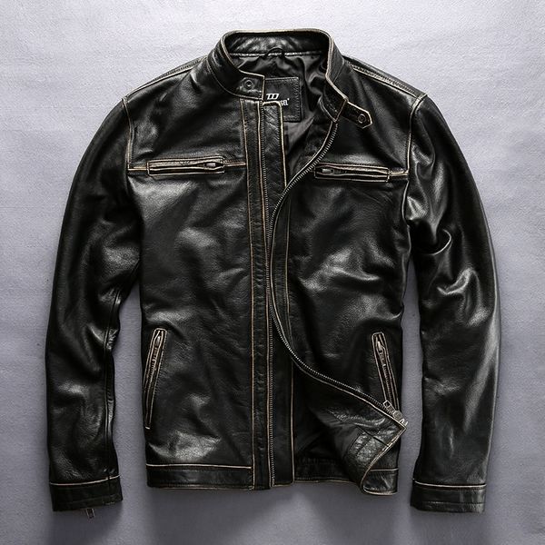 2020 new arrival men's vintage genuine cowskin motorcycle leather jacket with biker jacket for men black coat
2020 new arrival men's vintage genuine cowskin motorcycle leather jacket with biker jacket for men black coat