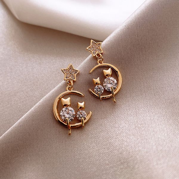 shiny side new accessories crystal star stud earrings for women gift zirconia cat unique earrings, Golden;silver
shiny side new accessories crystal star stud earrings for women gift zirconia cat unique earrings, Golden;silver