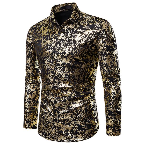 men's shiny leaves gold printed luxury dress shirts autumn new slim fit long sleeve disco party wedding dinner shirt male, White;black
men's shiny leaves gold printed luxury dress shirts autumn new slim fit long sleeve disco party wedding dinner shirt male, White;black