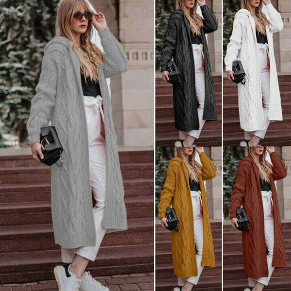 womens hoodie knitted cardigan jacket ladies hooded long sweater coat outwear autumn casual solid sweater, White
womens hoodie knitted cardigan jacket ladies hooded long sweater coat outwear autumn casual solid sweater, White