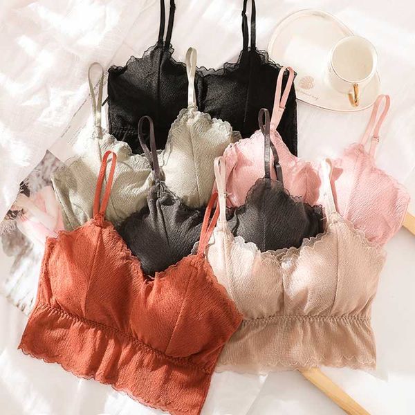 women floral lace spagetti cami tank lingerie seamless bralette bra female anti-exposure comfortable soft underwear, Black;white 
women floral lace spagetti cami tank lingerie seamless bralette bra female anti-exposure comfortable soft underwear, Black;white