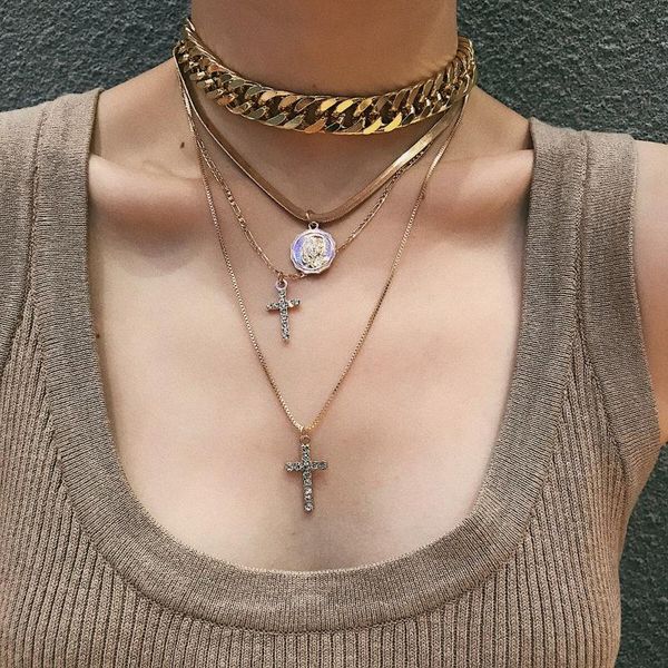 chokers european punk rock collar necklaces vintage silver color multi layered rhinestone cross charm pendant choker female, Golden;silver
chokers european punk rock collar necklaces vintage silver color multi layered rhinestone cross charm pendant choker female, Golden;silver