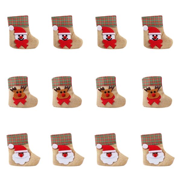 12 pcs mini christmas stocking gift 3d santa claus snowman christmas reindeer in sock canvas cutlery for decorations
12 pcs mini christmas stocking gift 3d santa claus snowman christmas reindeer in sock canvas cutlery for decorations