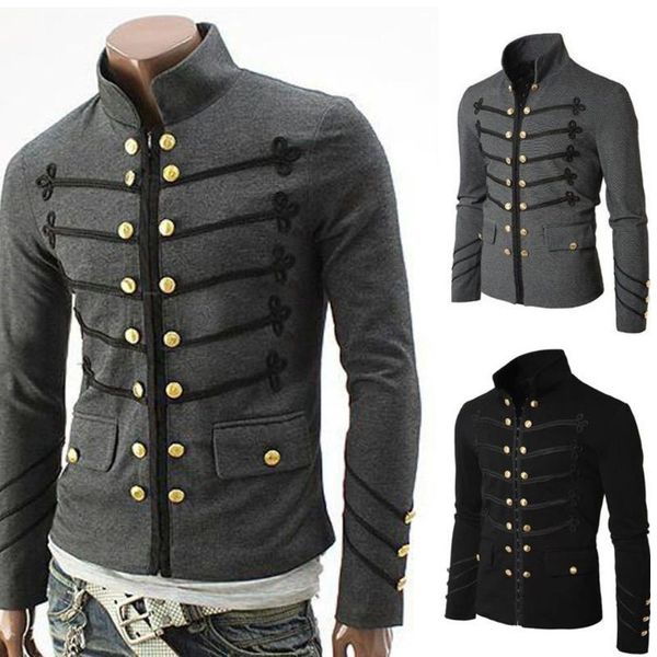 men's jackets men punk long sleeve stand collar double breasted jacket slims fit tunic coat regular stand-up button-down shirt, Black;brown
men's jackets men punk long sleeve stand collar double breasted jacket slims fit tunic coat regular stand-up button-down shirt, Black;brown