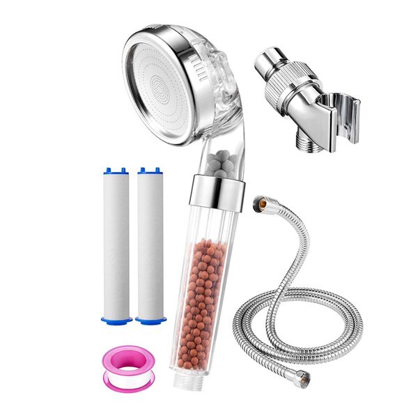 filtered ionic shower head with replacement pp cotton filter hose and holder, high pressure water saving detachable spray show
filtered ionic shower head with replacement pp cotton filter hose and holder, high pressure water saving detachable spray show
