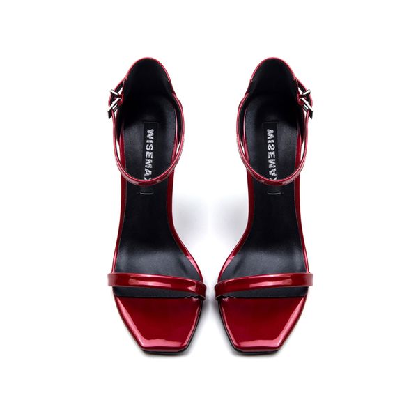 2020 burgundy high heel pointed toe women sandals patent leather rivets brand dress wedding shoes designer sandals, Black
2020 burgundy high heel pointed toe women sandals patent leather rivets brand dress wedding shoes designer sandals, Black