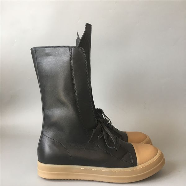 new real picture trainer hip hop gothic style genuine leather flat high leather boots, Black
new real picture trainer hip hop gothic style genuine leather flat high leather boots, Black