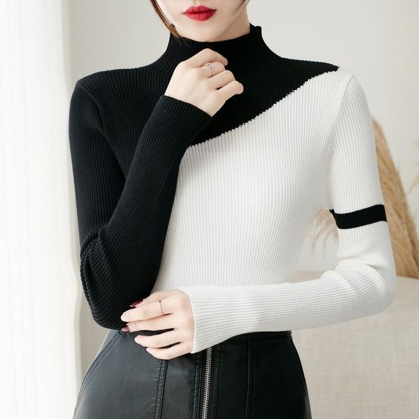 2019 women knitted turtleneck splice sweater soft jumper fashion slim femme elasticity pullovers long sleeve casual sweaters
2019 women knitted turtleneck splice sweater soft jumper fashion slim femme elasticity pullovers long sleeve casual sweaters