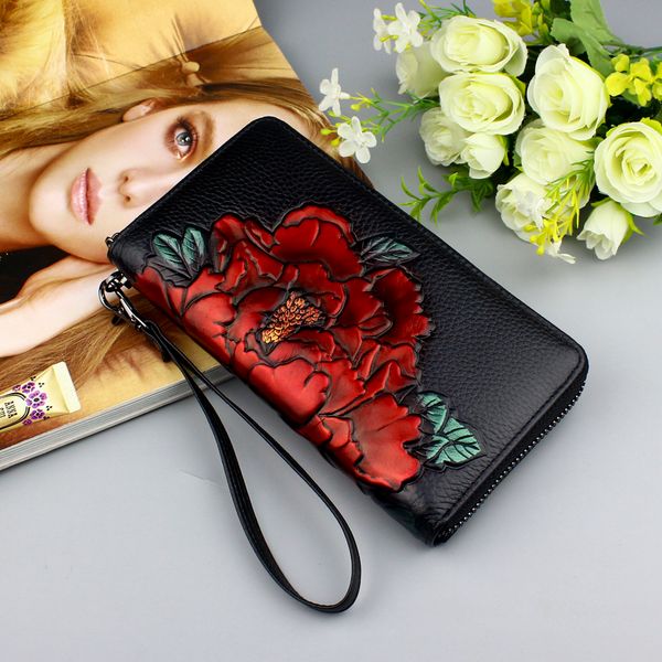 genuine leather women's wallets zipper fashion flower long wallet purse female party clutch ladies real leather wallet phone bag y19070, Red;black
genuine leather women's wallets zipper fashion flower long wallet purse female party clutch ladies real leather wallet phone bag y19070, Red;black
